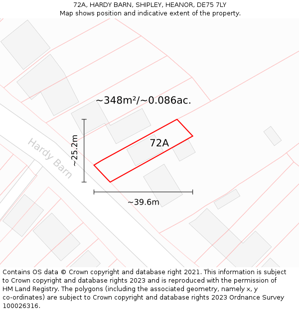 72A, HARDY BARN, SHIPLEY, HEANOR, DE75 7LY: Plot and title map