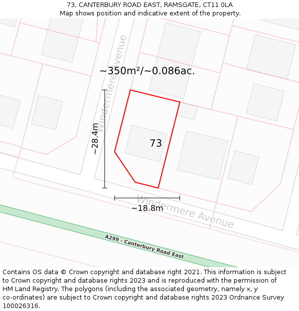 73, CANTERBURY ROAD EAST, RAMSGATE, CT11 0LA: Plot and title map