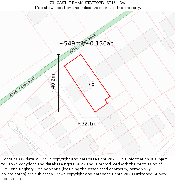 73, CASTLE BANK, STAFFORD, ST16 1DW: Plot and title map