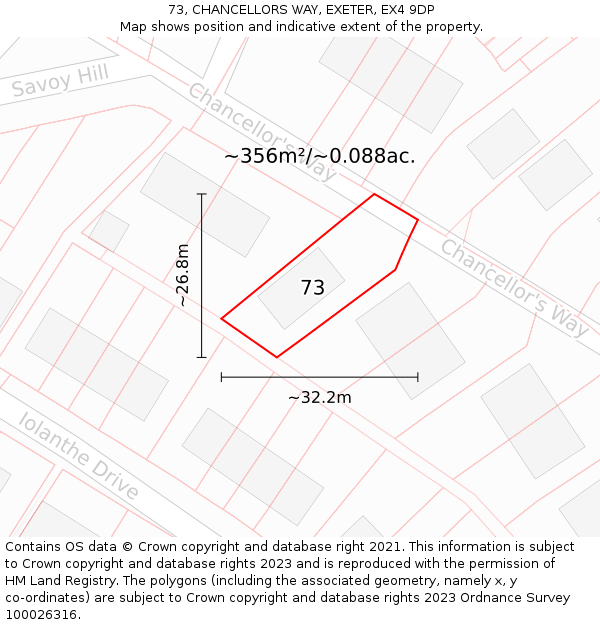 73, CHANCELLORS WAY, EXETER, EX4 9DP: Plot and title map