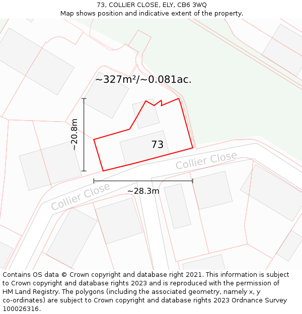 73, COLLIER CLOSE, ELY, CB6 3WQ: Plot and title map