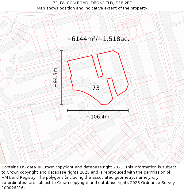 73, FALCON ROAD, DRONFIELD, S18 2EE: Plot and title map