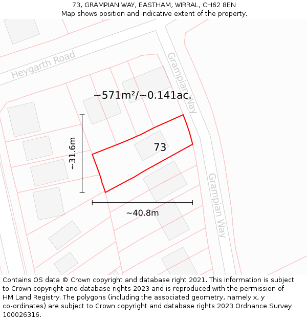 73, GRAMPIAN WAY, EASTHAM, WIRRAL, CH62 8EN: Plot and title map