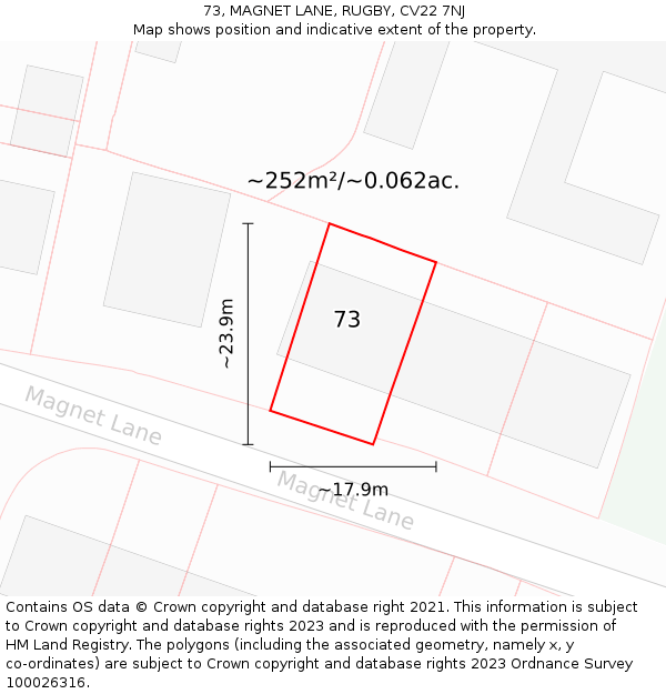 73, MAGNET LANE, RUGBY, CV22 7NJ: Plot and title map