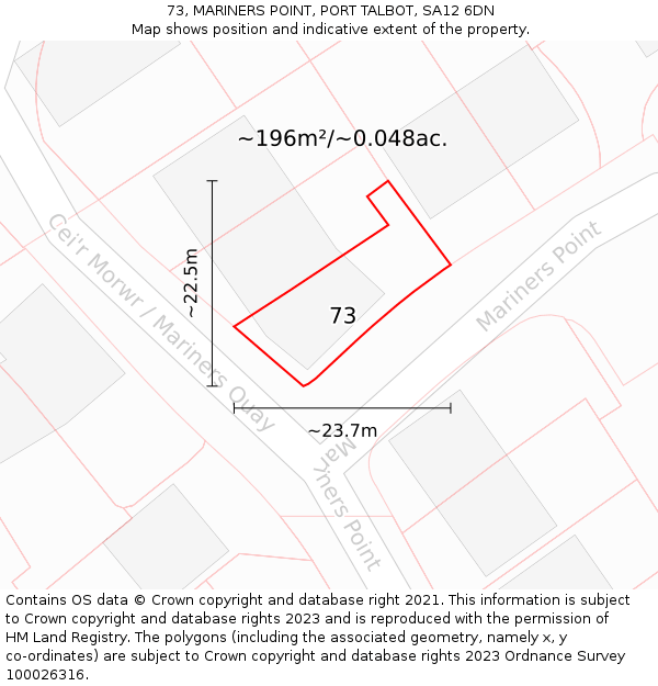 73, MARINERS POINT, PORT TALBOT, SA12 6DN: Plot and title map