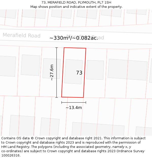 73, MERAFIELD ROAD, PLYMOUTH, PL7 1SH: Plot and title map