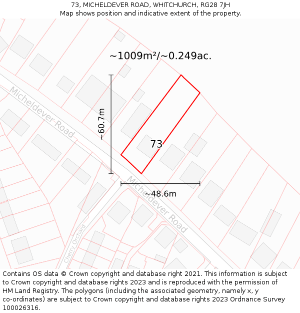 73, MICHELDEVER ROAD, WHITCHURCH, RG28 7JH: Plot and title map