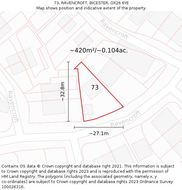 73, RAVENCROFT, BICESTER, OX26 6YE: Plot and title map