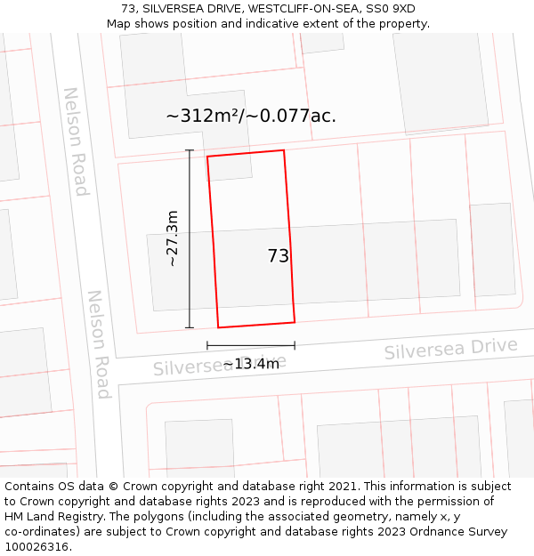 73, SILVERSEA DRIVE, WESTCLIFF-ON-SEA, SS0 9XD: Plot and title map