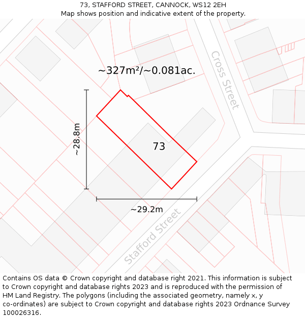 73, STAFFORD STREET, CANNOCK, WS12 2EH: Plot and title map