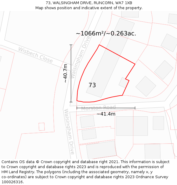 73, WALSINGHAM DRIVE, RUNCORN, WA7 1XB: Plot and title map