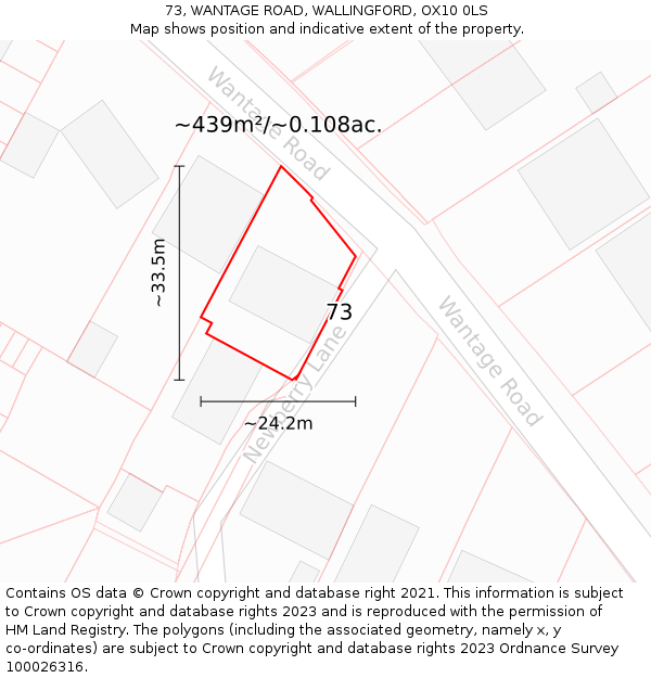 73, WANTAGE ROAD, WALLINGFORD, OX10 0LS: Plot and title map