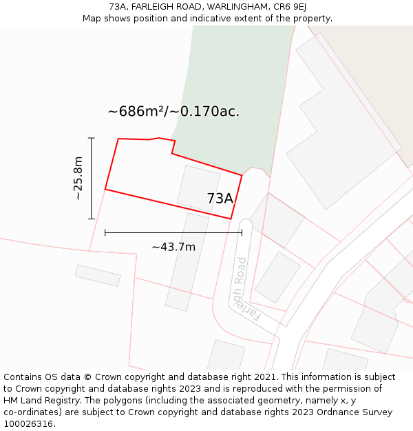 73A, FARLEIGH ROAD, WARLINGHAM, CR6 9EJ: Plot and title map