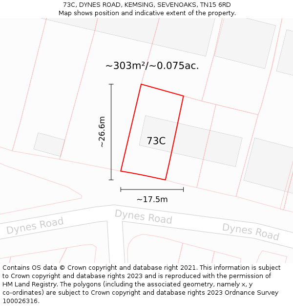 73C, DYNES ROAD, KEMSING, SEVENOAKS, TN15 6RD: Plot and title map