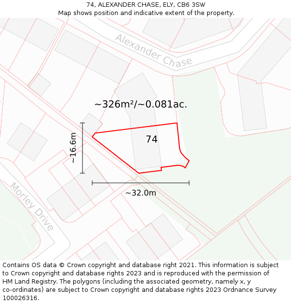 74, ALEXANDER CHASE, ELY, CB6 3SW: Plot and title map