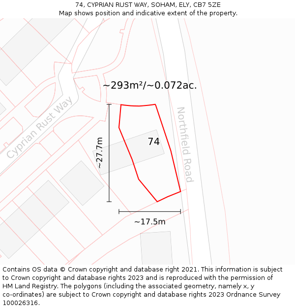 74, CYPRIAN RUST WAY, SOHAM, ELY, CB7 5ZE: Plot and title map