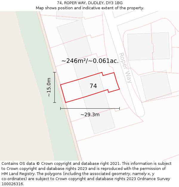 74, ROPER WAY, DUDLEY, DY3 1BG: Plot and title map