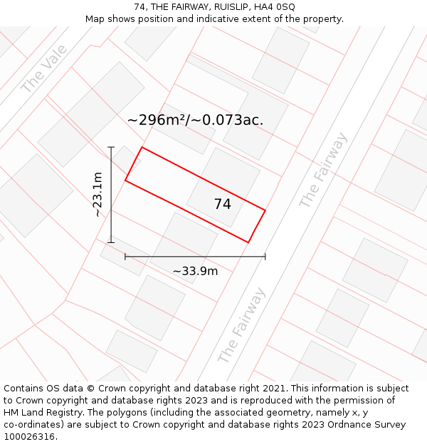 74, THE FAIRWAY, RUISLIP, HA4 0SQ: Plot and title map