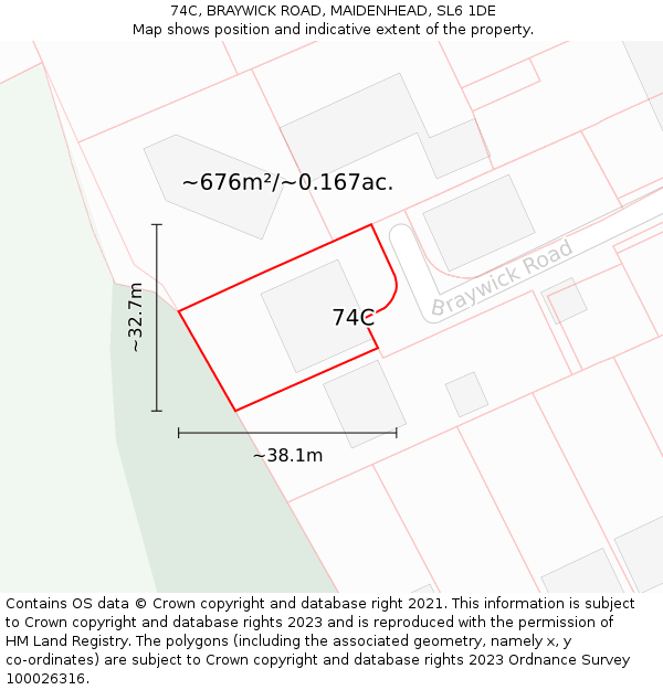 74C, BRAYWICK ROAD, MAIDENHEAD, SL6 1DE: Plot and title map