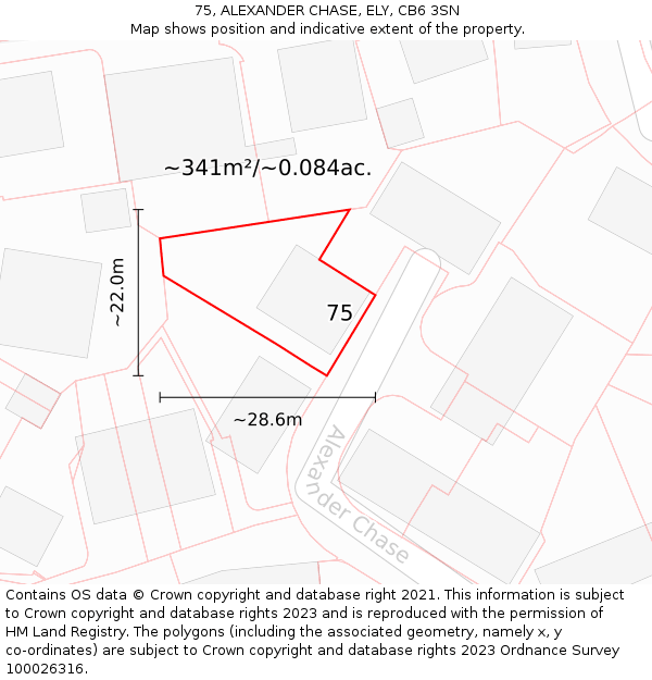 75, ALEXANDER CHASE, ELY, CB6 3SN: Plot and title map