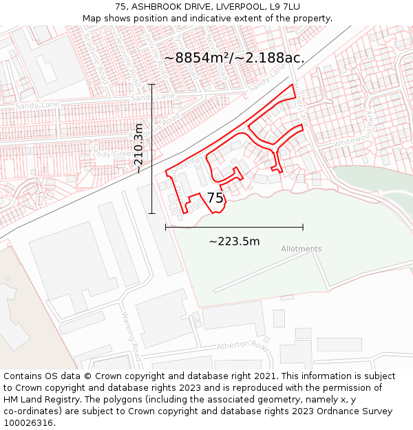 75, ASHBROOK DRIVE, LIVERPOOL, L9 7LU: Plot and title map