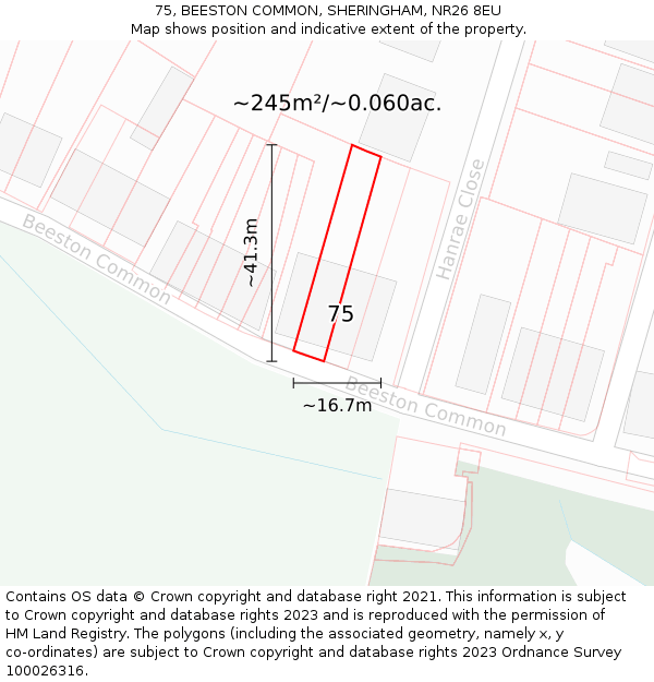 75, BEESTON COMMON, SHERINGHAM, NR26 8EU: Plot and title map