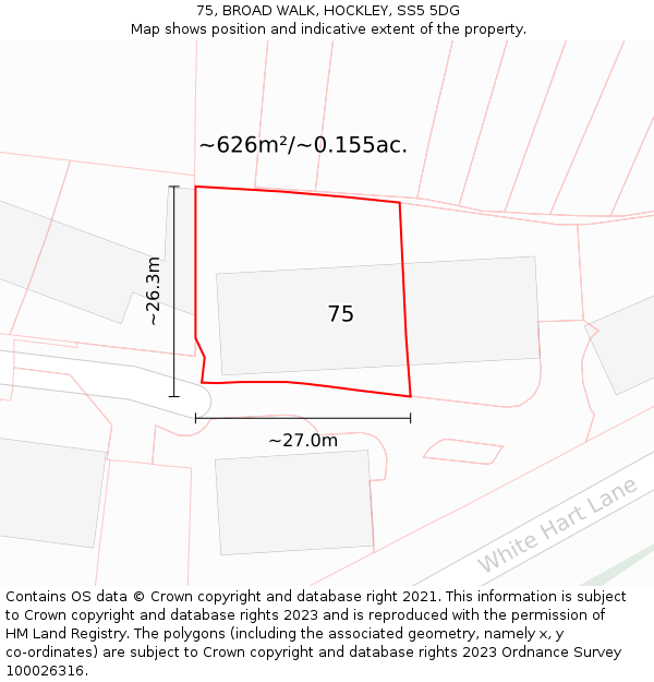 75, BROAD WALK, HOCKLEY, SS5 5DG: Plot and title map
