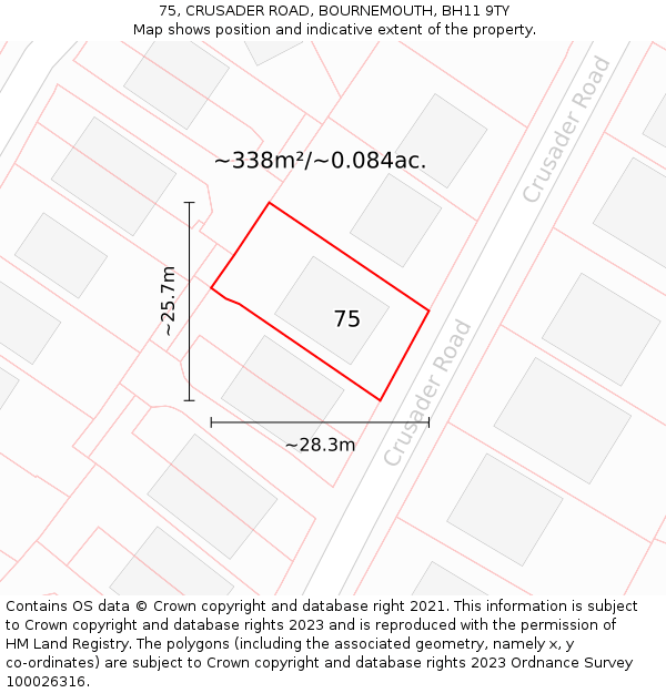 75, CRUSADER ROAD, BOURNEMOUTH, BH11 9TY: Plot and title map