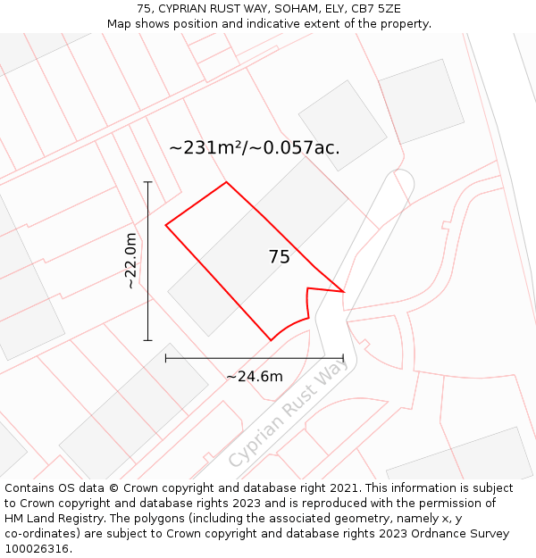 75, CYPRIAN RUST WAY, SOHAM, ELY, CB7 5ZE: Plot and title map
