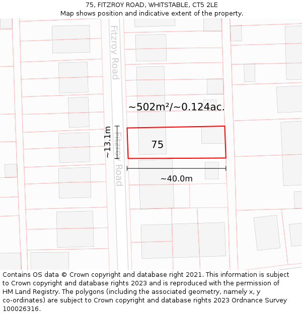 75, FITZROY ROAD, WHITSTABLE, CT5 2LE: Plot and title map