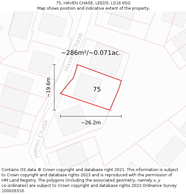 75, HAVEN CHASE, LEEDS, LS16 6SG: Plot and title map