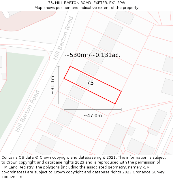 75, HILL BARTON ROAD, EXETER, EX1 3PW: Plot and title map