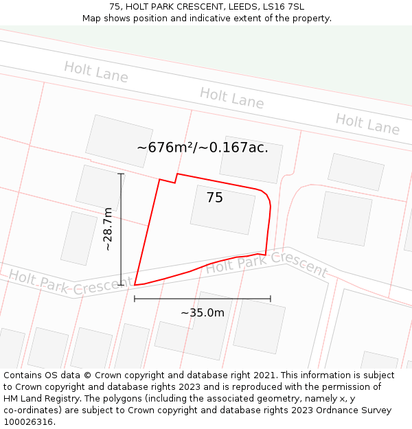 75, HOLT PARK CRESCENT, LEEDS, LS16 7SL: Plot and title map
