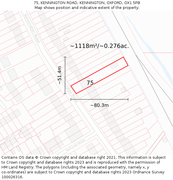 75, KENNINGTON ROAD, KENNINGTON, OXFORD, OX1 5PB: Plot and title map