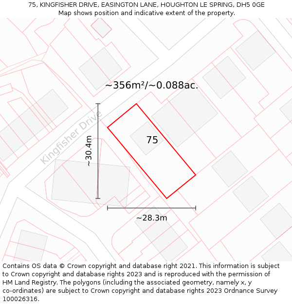 75, KINGFISHER DRIVE, EASINGTON LANE, HOUGHTON LE SPRING, DH5 0GE: Plot and title map