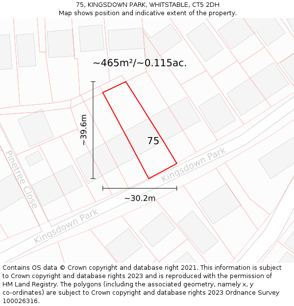 75, KINGSDOWN PARK, WHITSTABLE, CT5 2DH: Plot and title map