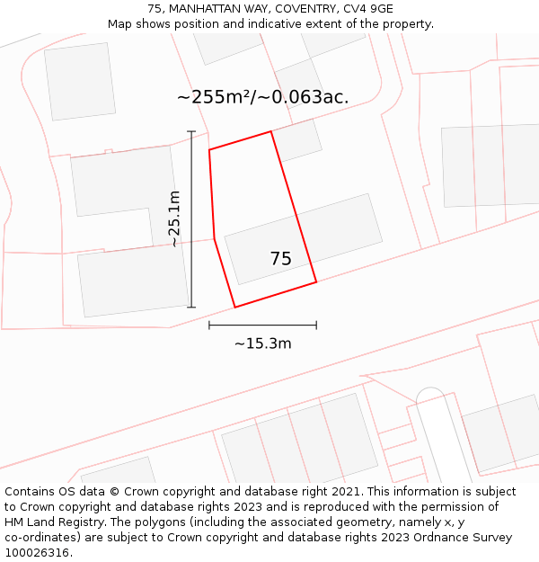 75, MANHATTAN WAY, COVENTRY, CV4 9GE: Plot and title map