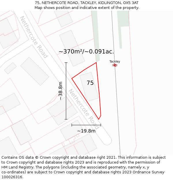 75, NETHERCOTE ROAD, TACKLEY, KIDLINGTON, OX5 3AT: Plot and title map