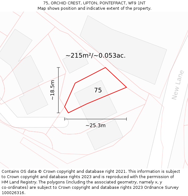 75, ORCHID CREST, UPTON, PONTEFRACT, WF9 1NT: Plot and title map