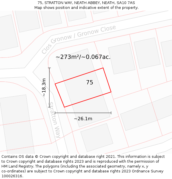 75, STRATTON WAY, NEATH ABBEY, NEATH, SA10 7AS: Plot and title map