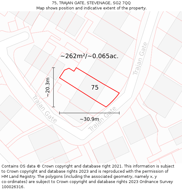 75, TRAJAN GATE, STEVENAGE, SG2 7QQ: Plot and title map