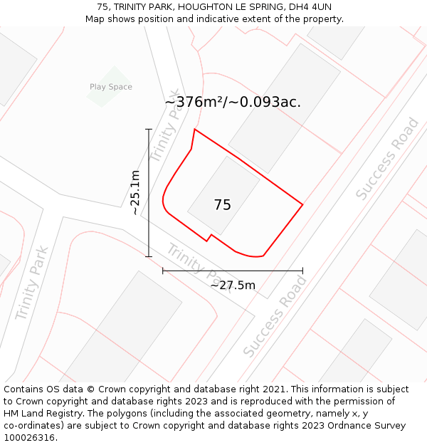 75, TRINITY PARK, HOUGHTON LE SPRING, DH4 4UN: Plot and title map