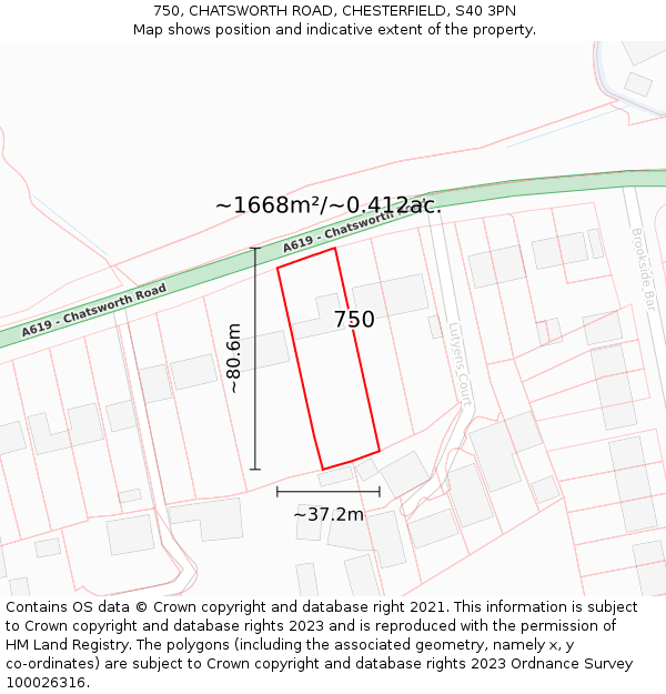 750, CHATSWORTH ROAD, CHESTERFIELD, S40 3PN: Plot and title map