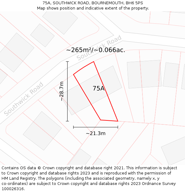75A, SOUTHWICK ROAD, BOURNEMOUTH, BH6 5PS: Plot and title map