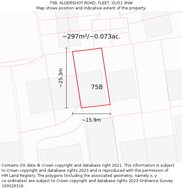 75B, ALDERSHOT ROAD, FLEET, GU51 3NW: Plot and title map