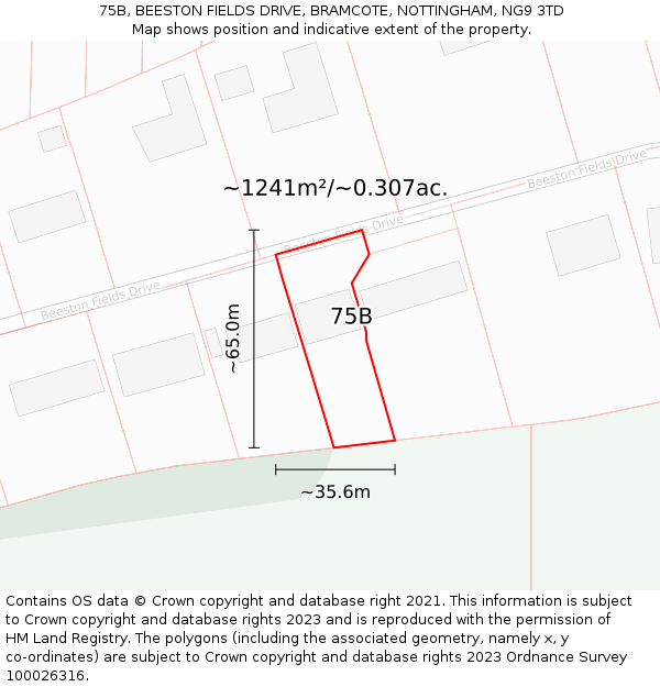 75B, BEESTON FIELDS DRIVE, BRAMCOTE, NOTTINGHAM, NG9 3TD: Plot and title map