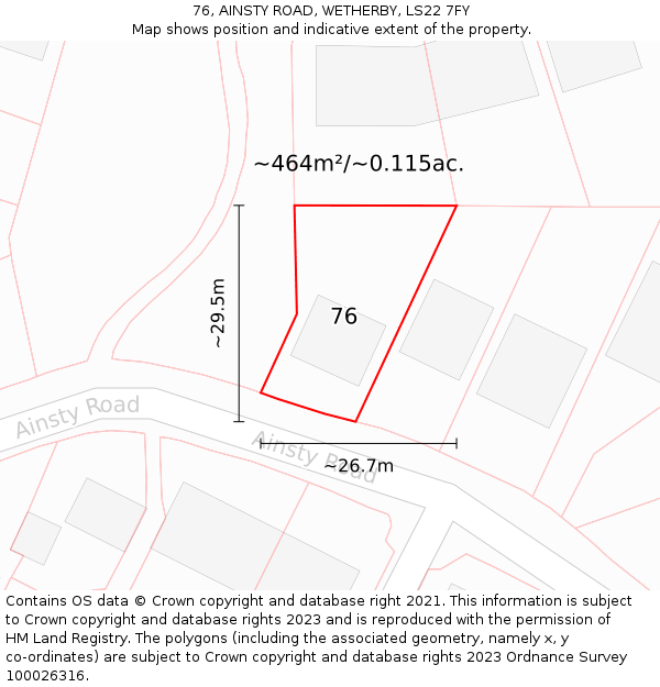 76, AINSTY ROAD, WETHERBY, LS22 7FY: Plot and title map