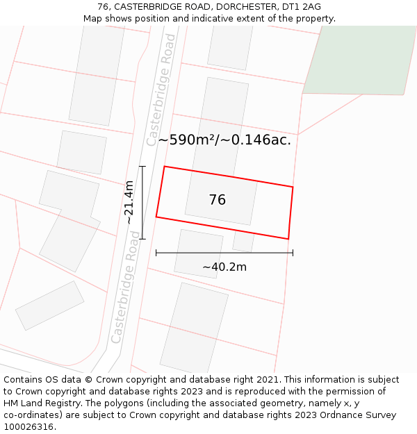 76, CASTERBRIDGE ROAD, DORCHESTER, DT1 2AG: Plot and title map