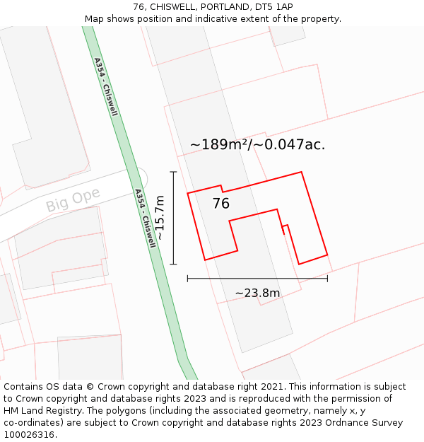 76, CHISWELL, PORTLAND, DT5 1AP: Plot and title map