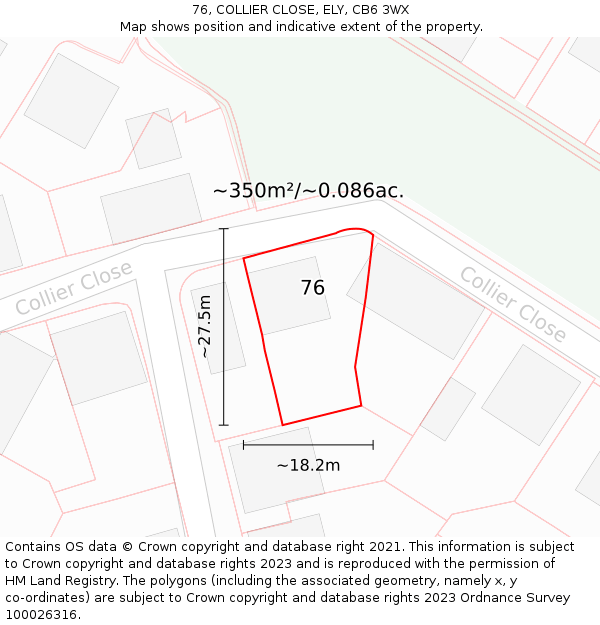 76, COLLIER CLOSE, ELY, CB6 3WX: Plot and title map